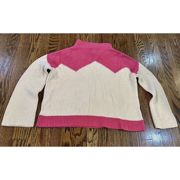 The Reeds x J. Crew Ski Sweater Hot Pink‎ & Ivory Mockneck Pullover Size XS EUC - Picture 8 of 8